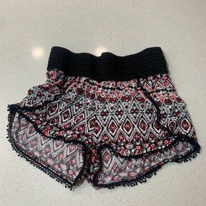 Black and Red Flowy Shorts